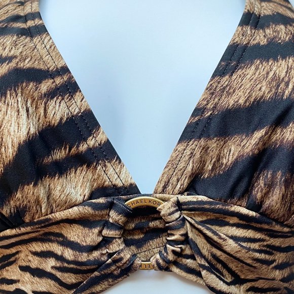 NWT MICHAEL MICHAEL KORS TIGER PRINTED HALTER BIKINI TOP - Picture 3 of 6